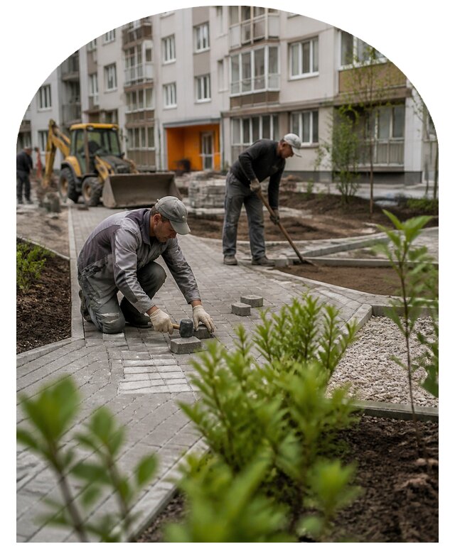 Благоустройство двора многоквартирного дома в Климовске