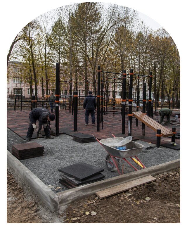 Проектирование и строительство воркаут площадки в Климовске